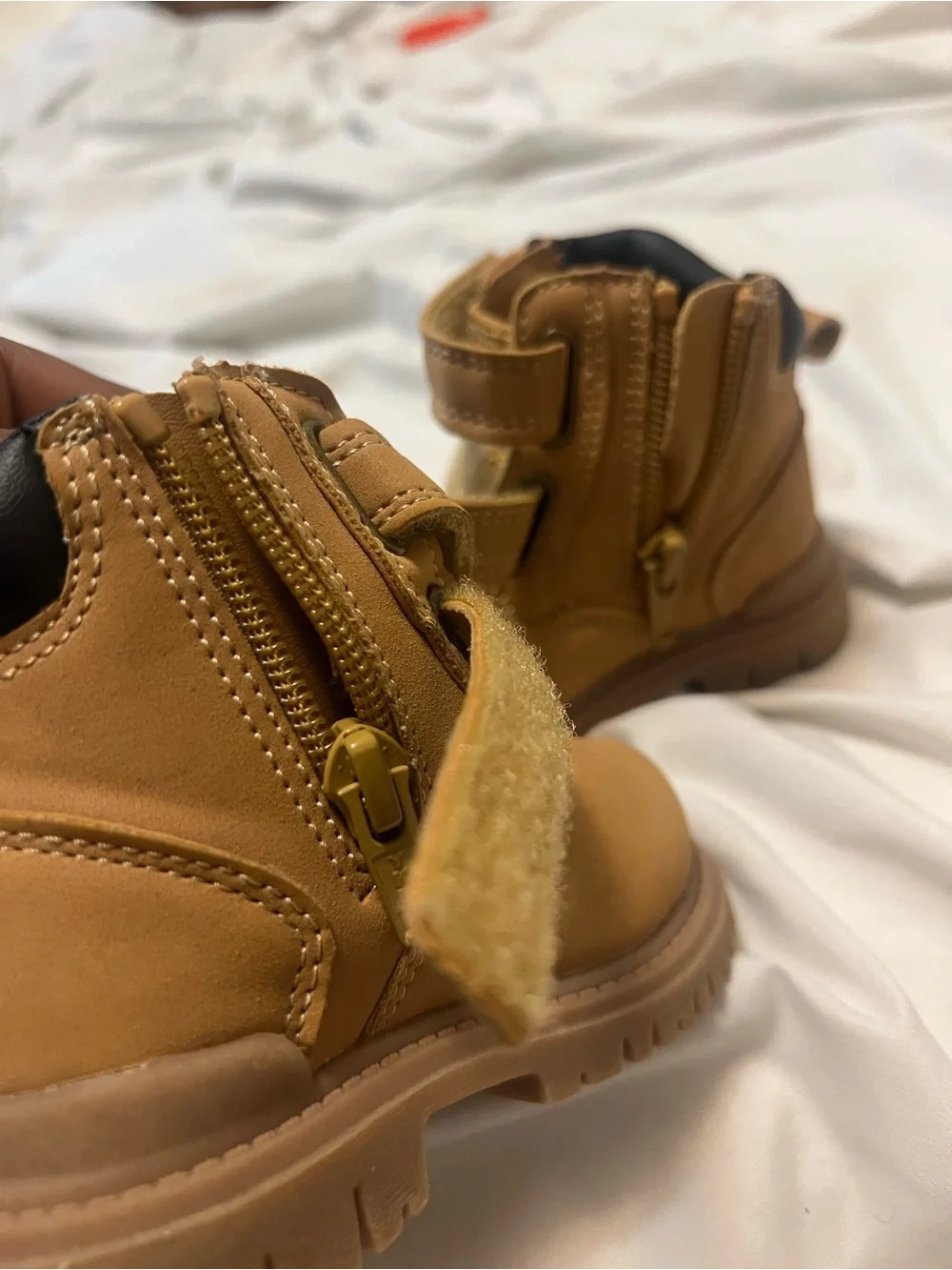 wonder nation Tan Kids Ankle Boots with Dual Velcro Straps
